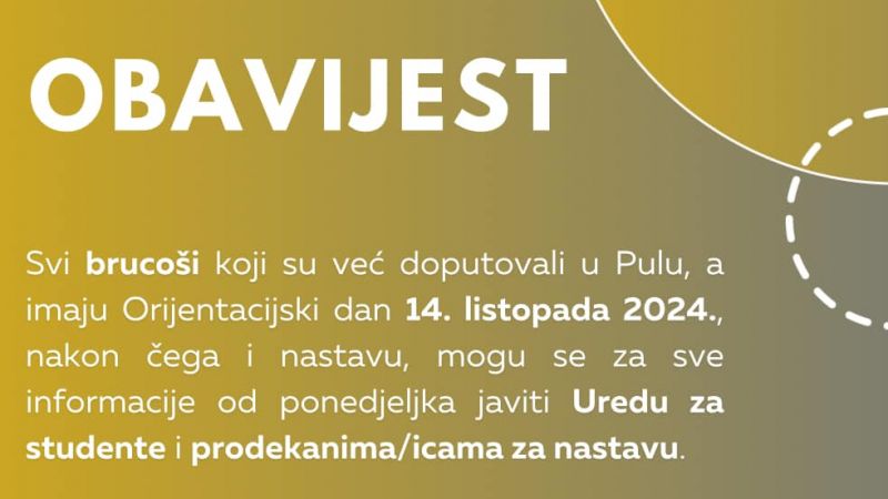 Obavijest za brucoše i studente viših...