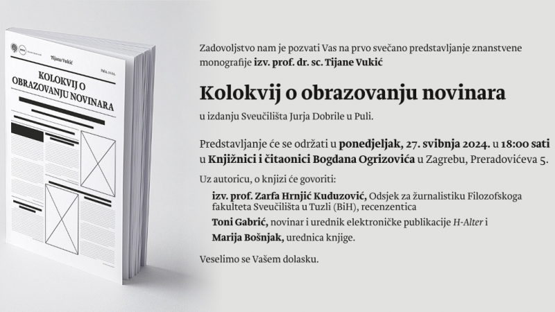 Invitation to the Zagreb promotion of...